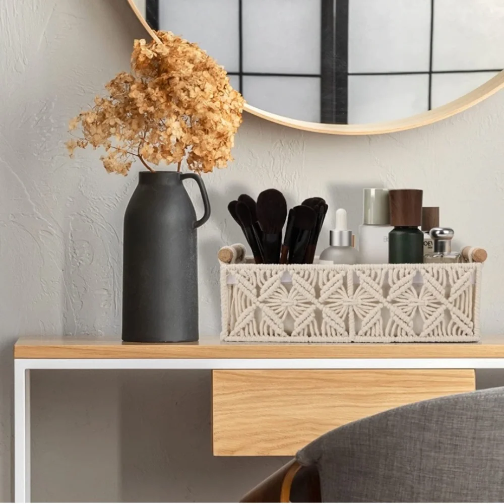 Toilet Paper Basket Macrame Bathroom Storage Ivory
